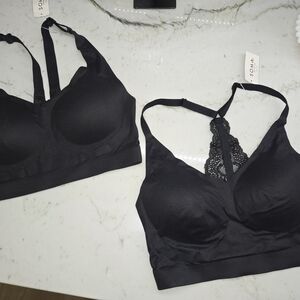 Two SOMA Seamless Black Racerback Bralettes / Medium / NWT